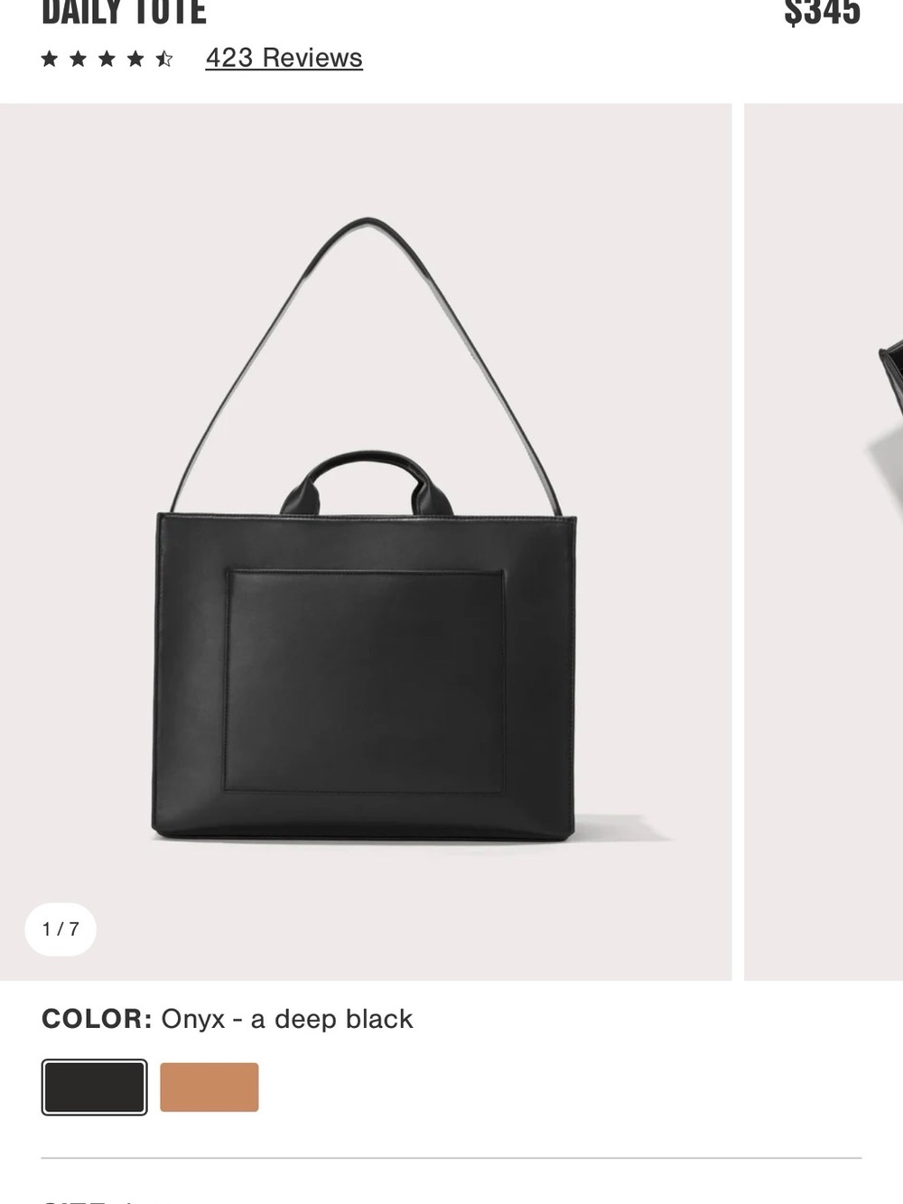 Daily Tote Onyx Black Leather Shoulder Bag